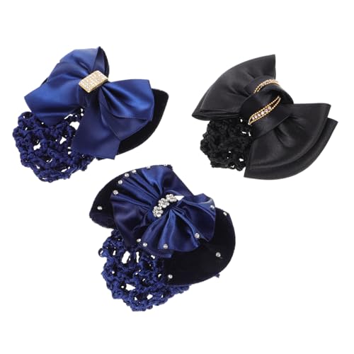 SHERCHPRY 3stücke Haarnetz Mit Schleife Für Dutt Net Snood Clip Für Büro Haaraccessoire Mit Dutt-abdeckung Haarschleifen Für Damen Haar Zubehör von SHERCHPRY