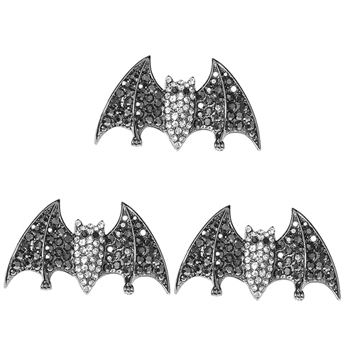 SHERCHPRY 3 Stück Halloween Haarklammer mit Strasssteinen Fledermausflügel Design Flexibler für Teenager und Mädchen als Halloween Kostüm Zubehör und Party Haarschmuck von SHERCHPRY