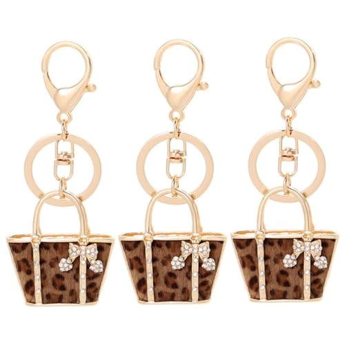 SHERCHPRY 3 Stück Leoparden Taschen Schlüsselanhänger Mini Geldbörsen Für Damen Autozubehör Schlüsselanhänger Strass Autozubehör Für Damen Zubehör Miniatur Dekoration Auto Dekor von SHERCHPRY