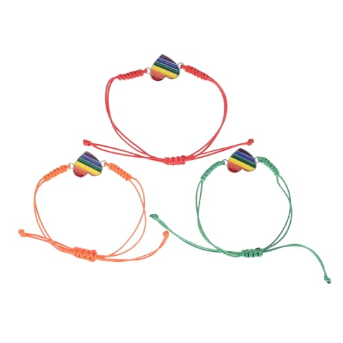 SHERCHPRY 3 Stück Lgbt Regenbogen Armbänder Unisex Geflochtene Freundschaftsarmbänder Strapazierfähige Handgefertigte Schmuckaccessoires Für Alltag Und Party von SHERCHPRY