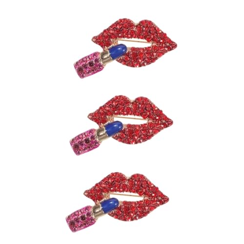 SHERCHPRY 3 Stück Lippenstift Brosche Lippenbrosche Brosche Clips Lippenstiftbroschen Für Frauen Broschen Und Anstecknadeln Für Damen Lippenstiftbrosche Für Damenmodeschmuck Legierung von SHERCHPRY