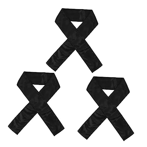 SHERCHPRY 3 Stück Perücken Haarband Haarschal Perückengriffband Haarwickel Kopftuch für Frauen Perücke Haarband Seidenimitat aus Satin Schwarz von SHERCHPRY