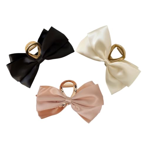 SHERCHPRY 3stücke Haarklammern Mit Schleife Haarklammer Für Frauen Große Haarklammern Für Dickes Haar Haarschmuck Aus Satin Und Für Dünnes Haar Und Lockige von SHERCHPRY