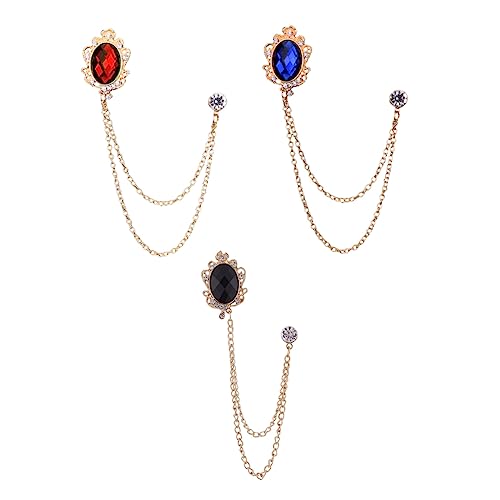 SHERCHPRY 3stücke Kragenketten Mit Edelstein-design Für Herren Reversnadel Aus Galvanisierter Stilvolle Brosche Zur Einfachen Befestigung Passend Für Anzüge Und Formelle Anlässe von SHERCHPRY