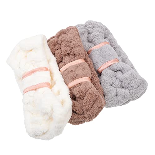 SHERCHPRY 3 Stück Teiliges Fleece Haarband mit Niedlichen Schleifen für Make Up Sport und Spa Weich Langlebig und Stylisch Beige von SHERCHPRY
