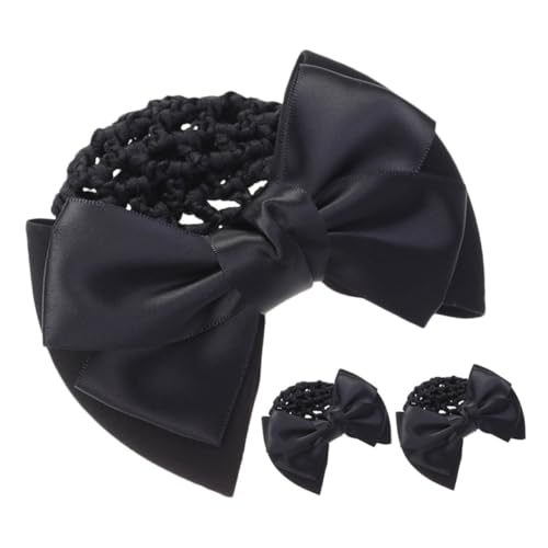 SHERCHPRY 3 Stück Teiliges Haarnetz mit Schleife Elastisches Dutt-netz Haarknoten Abdeckung für Damen Fester Sitz für Ballett Tanz Arbeit und Alltag von SHERCHPRY