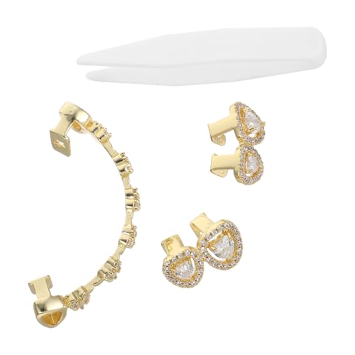 SHERCHPRY 3 Stück Teiliges Hip Hop Teeth Caps mit Herzförmigen Zirkonia Halloween Grills für Männer und Frauen Leicht zu Reinigen Modisches Zahnschmuck für Party und Cosplay von SHERCHPRY