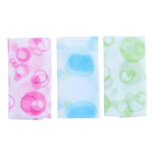 SHERCHPRY 3 Stück Teiliges Langstreifen Duschhandtuch Exfolierender Schrubber für Bad und Grün Blau Hautschonendes Strapazierfähiges Badetuch von SHERCHPRY