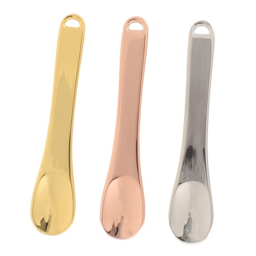 SHERCHPRY 3 Stück Teiliges Mini Makeup Spatel aus Metall Wiederverwendbare Kosmetikspatel in Gold Silber Roségold Praktische Gesichtscreme Löffel Hautschonend und Leicht zu Reinigen von SHERCHPRY
