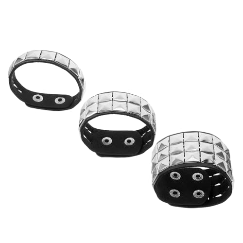 SHERCHPRY 3 Stück Teiliges Punk Armband PU für Männer und Frauen Verziert mit Nieten für Partys Clubs und Events Romantisches Accessoire von SHERCHPRY