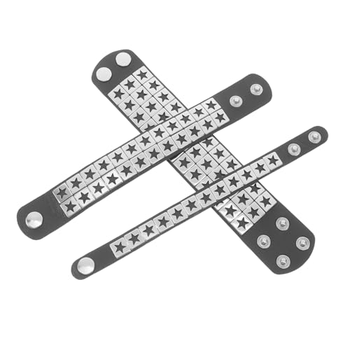 SHERCHPRY 3 Stück Teiliges Punk Armband aus Weichem PU Verstellbare Nietenarmbänder mit Stern Design für Männer und Frauen Modischer Streetstyle für Alltag von SHERCHPRY