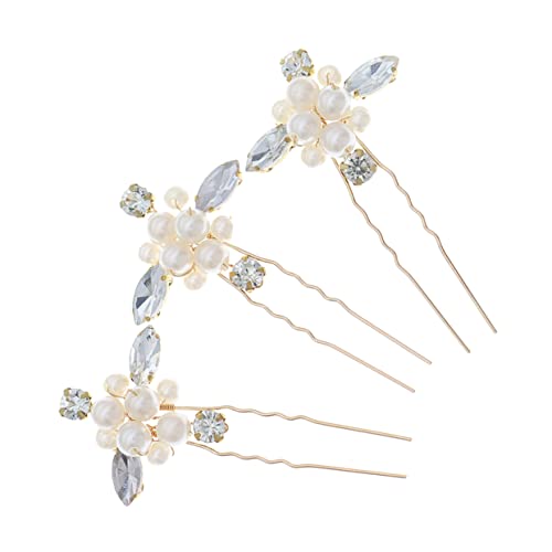 SHERCHPRY 3 Stück Teiliges Set U Förmiger Haarnadeln mit Wasserdiamanten für Hochzeiten Abschlussbälle und Besondere Anlässe Blumen Haarschmuck für Bräute und Damen von SHERCHPRY