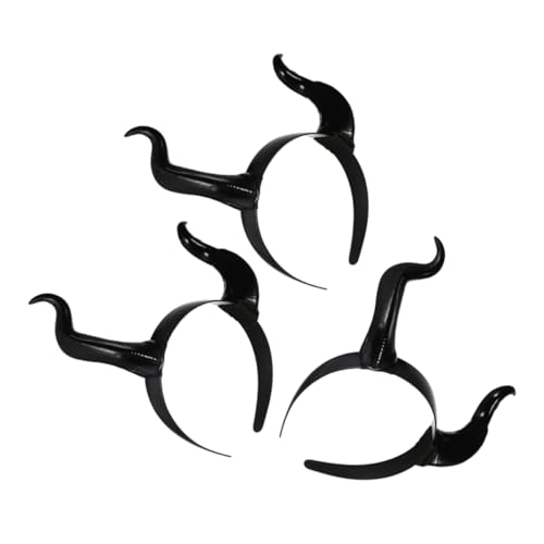 SHERCHPRY 3stücke Hörner Halloween Stirnband Gebogenes Dämonenhorn-stirnband Für Cosplay Festtags-kopfbedeckung Festival-stirnband Halloween-teufelskostüm-accessoire von SHERCHPRY