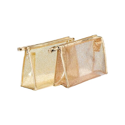 SHERCHPRY 3 Stück Teiliges Transparentes Makeup Bag Multifunktionale Kosmetiktasche für Reisen Toilettentasche mit Reißverschluss für Damen Weiß Gold von SHERCHPRY