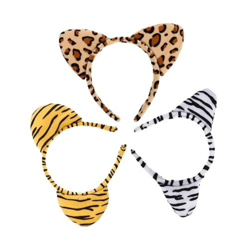 SHERCHPRY 3 Stück Tier Haarband Teiliges Plüsch Stirnband mit Cartoon Tierohren für Partys und Cosplay Dekoration von SHERCHPRY