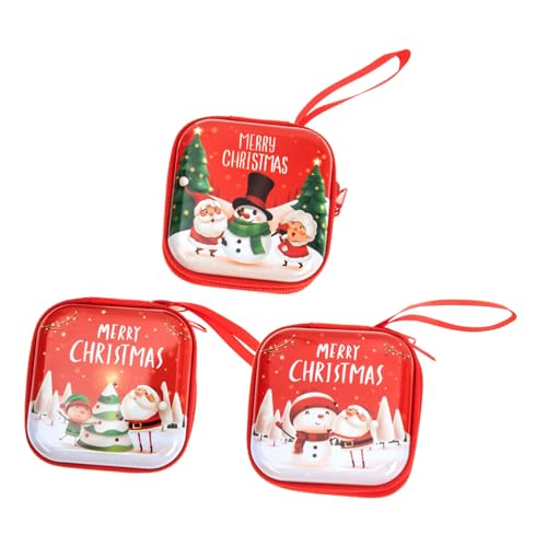 SHERCHPRY 3stücke Teiliges Weihnachts-münzgeldbeutel Dekorative Aufbewahrungstaschen Mit Reißverschluss Für Süßigkeiten Und Kleine Für Für Festlichkeiten Und Partys von SHERCHPRY