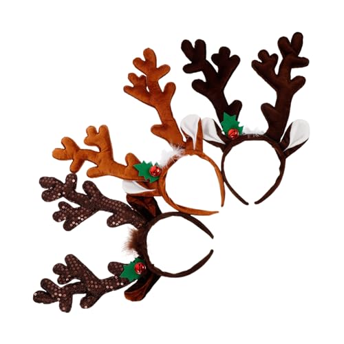 SHERCHPRY 3stücke Weihnachts Haarreifen Mit Antlers Für Partys Kreative Weihnachtskopfbedeckung Und Für Feiern Und Foto-props von SHERCHPRY