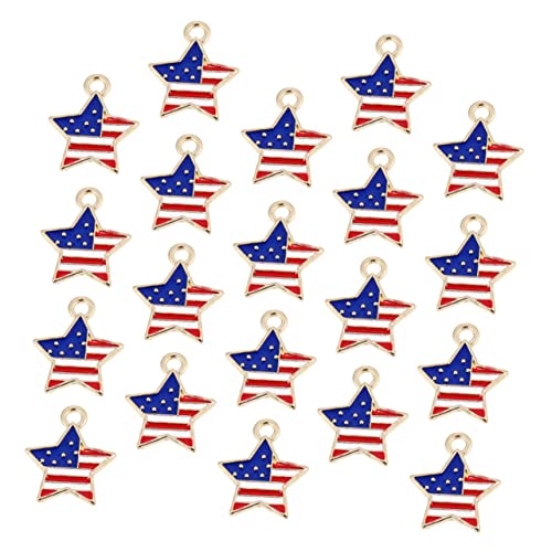 SHERCHPRY 30 Stück Teiliges DIY Schmuckanhänger mit Amerikanischem Flaggenmuster Fünfzackstern Pendants für Kreative Halskettengestaltung für Bastelprojekte von SHERCHPRY