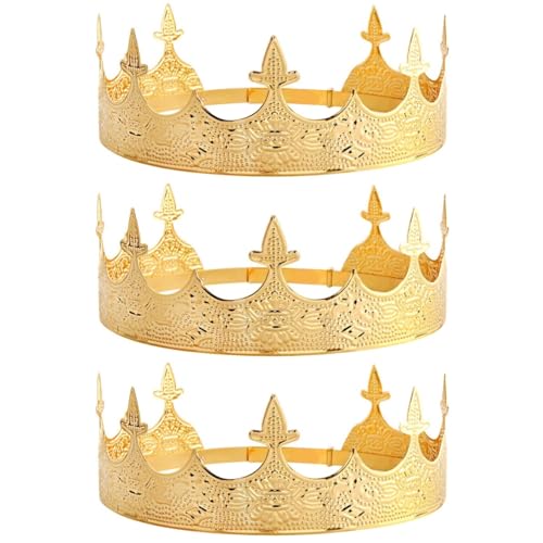 SHERCHPRY 3St Mann Krone Kronenstütze Prinzenhaar-Königskrone Tiara Kleidung für Männer Cosplay-Königskrone Männer Königskrone Abschlussball Stirnband Metall Kopfbedeckung Kind Requisiten von SHERCHPRY