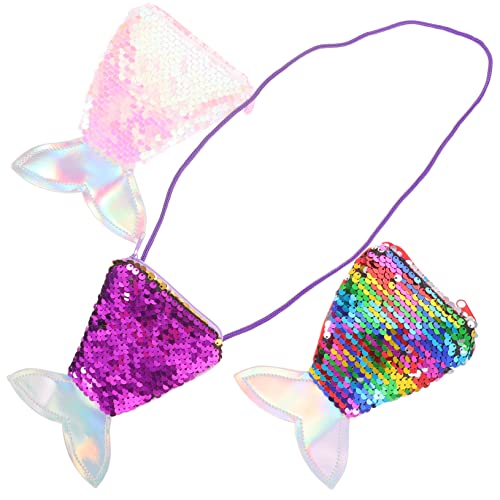 SHERCHPRY 3stücke Meerjungfrauenschwanz-geldbörse Aus Hochwertigen Materialien Pailletten-Meerjungfrauenschwanz-Tasche Praktisch Für Täglichen Gebrauch Einkaufen Partys Schulter Oder Quertra von SHERCHPRY