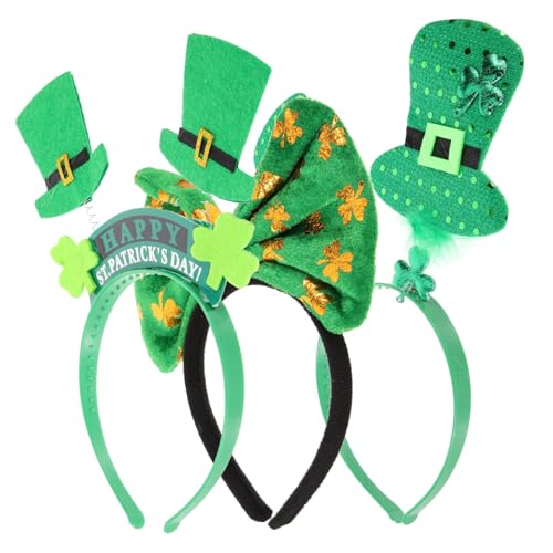 SHERCHPRY 3St Sanpa Hut Stirnband Pflanzenständer Rattan gefiederte Zylinderhut-Boppers Haarbänder haarschmuck stirnband saint patricks day karneval haarband Krawatte Irland von SHERCHPRY