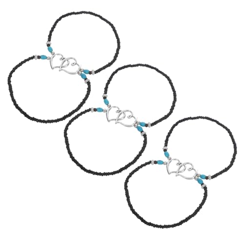 SHERCHPRY 3stücke Verstellbares Fußkettchen Aus Kunststoff Für Damen Mit Doppelkette Und Perlenakzenten Strand-fußschmuck Aus Harz Dekoratives Fußkettchenriemen Für Sommerurlaub Und von SHERCHPRY