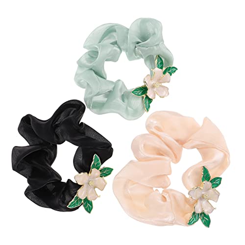 SHERCHPRY 3 Stück Blume Haargummis Elastische Haarseile für Mädchen Netz Haar Ringe Kopfschmuck für Dickes oder Dünnes Haar Einfache Haaraccessoires für Hochsteckfrisuren und von SHERCHPRY