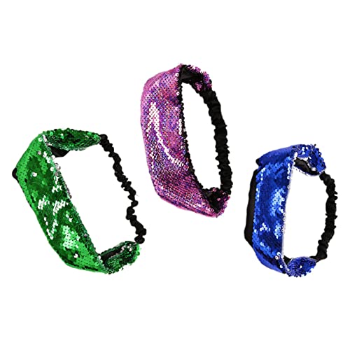 SHERCHPRY 3stücke Teiliges Set Glitzernde Haarbänder Für Und Mädchen Stylisches Headdress Mit Pailletten Rosy Blau Und Grün Haaraccessoires Für Partys Und Alltag von SHERCHPRY