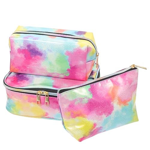 SHERCHPRY 3Stücke Teiliges Set Handheld Make Up Taschen Im Tie Dye Design Kosmetikbeutel Für Reisen Große Toilettenartikel Und Schminktasche Für Damen Und Herren von SHERCHPRY