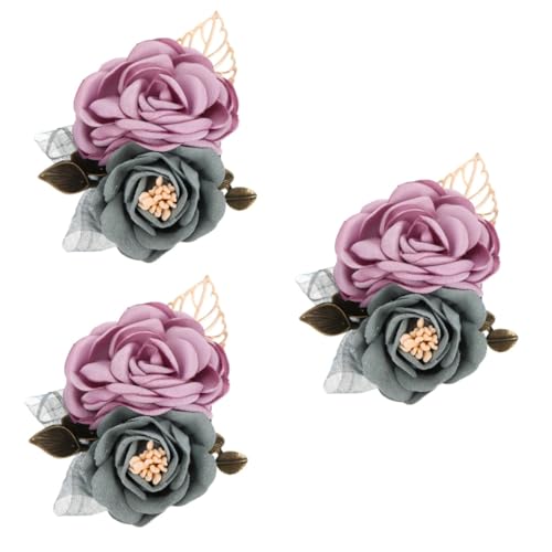 SHERCHPRY 3stücke Kunstblumen Haarklammer Und Brosche Für Frauen Elegante Corsage Für Hochzeiten Und Partys Vielseitig Einsetzbar Aus Satin Und Farbton von SHERCHPRY