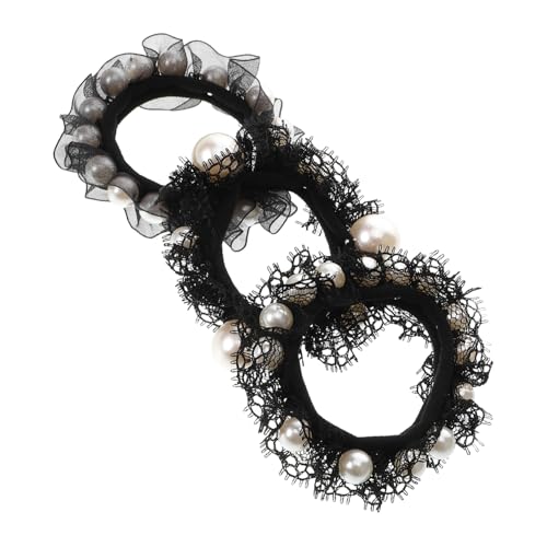 SHERCHPRY 3stücke Perlen Haarbänder Aus Spitze Elastische Haargummis Für Frauen Haar Styling Zubehör Haargummis Für Mädchen Modische Perlendetails Zuverlässiger Halt Vielseitig Und Einfach f von SHERCHPRY