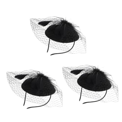 SHERCHPRY 3stücke Fascinator Kopfschmuck Mit Netz Und Eleganter Haarreif Für Damen Für Hochzeiten Teepartys Und Besondere Anlässe Schwarz Retro-inspiriert von SHERCHPRY