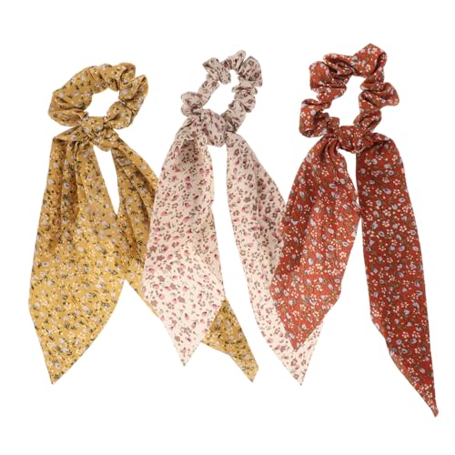 SHERCHPRY 3stücke Floral Scrunchy Haarband Mit Schleifen Elastische Haargummis Für Damen Vielseitige Haaraccessoires Für Ingwer von SHERCHPRY