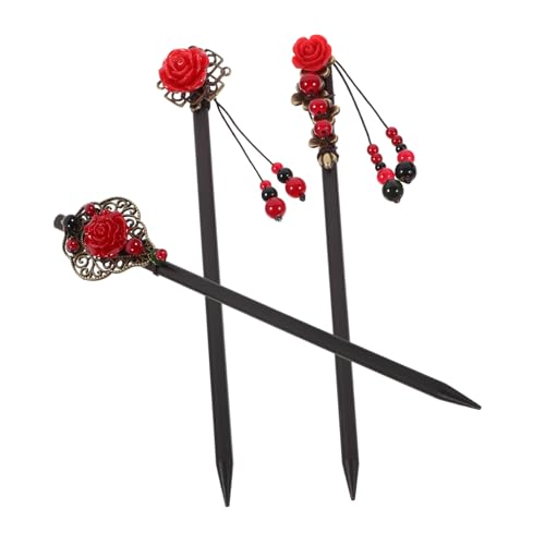 SHERCHPRY 3stücke Holz Haarstäbe Mit Blumenmuster Chinesische Haarnadeln Für Langes Haar Haarstäbchen Für Frauen Traditionelle Haaraccessoires Für Bun Updo Zubehör von SHERCHPRY