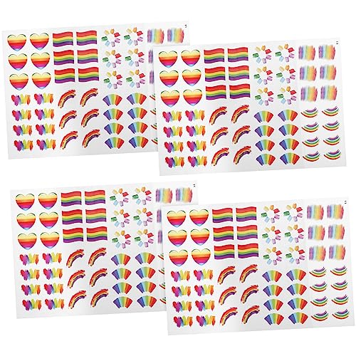 SHERCHPRY 4 Blätter Regenbogen Gesicht Aufkleber Selbstklebende Pride Sticker für Party Scrapbooking und Dekoration Designs für Altersgruppen für Feiern und Veranstaltungen von SHERCHPRY
