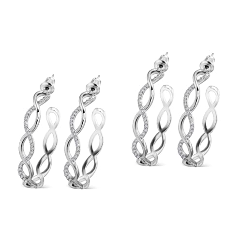 SHERCHPRY 4 Paare Twist-Ohrringe damenschmuck frauenschmuck Langlebige Ohrringe ohrhänger Creolen für Damen Creolen-Ohrring Sterling Silber silberner Kreis Südkorea Fräulein echte Vergoldung von SHERCHPRY