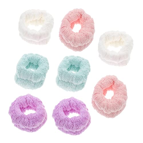 SHERCHPRY 4 Paare Wascharmbänder aus Korallenvlies Absorbierende Handtücher für Gesichtwaschen für Make Up Yoga und Sport Weiß Grün Rosa von SHERCHPRY