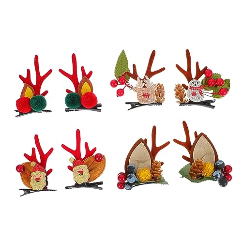 SHERCHPRY 4 Paare Weihnachts Haarspangen Set mit Rentier Geweih Süße Antlers Haarklammern für Partys und Cosplay Niedliche Haaraccessoires für Damen und Mädchen von SHERCHPRY