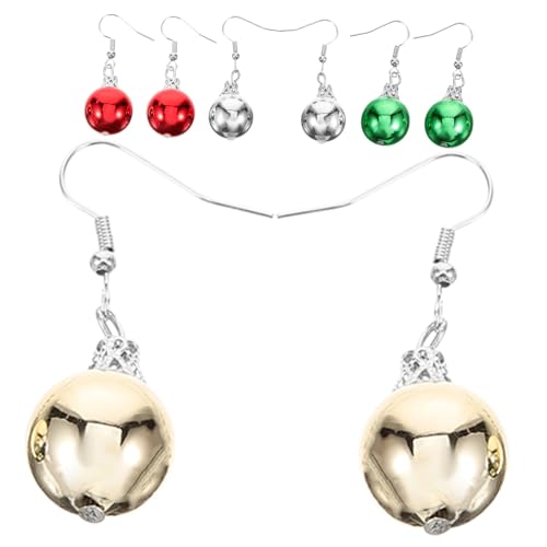 SHERCHPRY 4 Paare Weihnachtsglocken Ohrringe Mehrfarbig Weihnachtsohrringe Weihnachtskugel Ohranhänger Party Schmuck Festliche Dekoration für Damen von SHERCHPRY