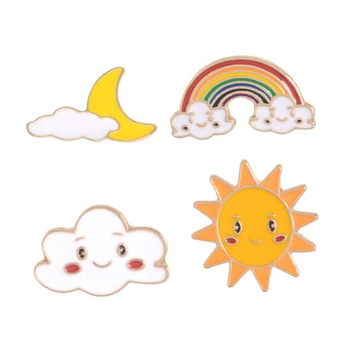 SHERCHPRY 4 STÜCKE Teiliges Niedliche Regenbogen broschen aus Hochwertiger Legierung Kreative Cartoon broschen für Mädchen und Damen Modische Anstecknadeln für Kleidung Pullover Mütze Schal von SHERCHPRY