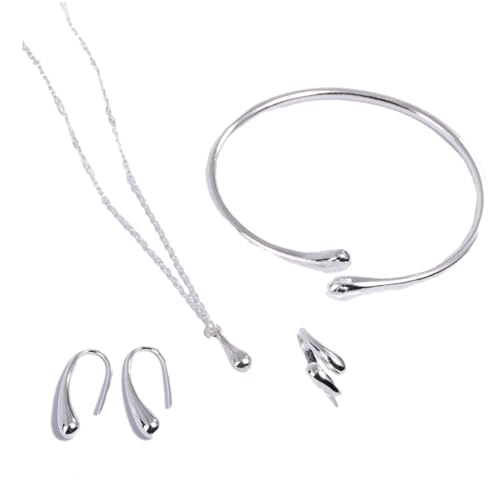 SHERCHPRY 4 Stk Ohrringe aus Sterlingsilber Halskette aus Sterlingsilber Armreif Halsketten eine Halskette brautschmuck dekor Träne Armband Hochzeitsanzug einstellen von SHERCHPRY