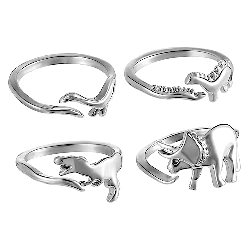 SHERCHPRY Einzigartiger Schmuck in Dinosaurierform 4 Stück Offen Für Damen Herren Mädchen Und Jungen Material Legierung von SHERCHPRY