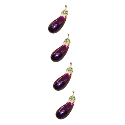 SHERCHPRY 4 Stück Auberginen-Brosche Emaille süß Früchte Brosche Clip Aubergine Anstecknadel Cheongsam-Brosche Stifte Brosche Clips Sicherheitsnadel für Kleidung Fruchtstift Kupfer Violet von SHERCHPRY
