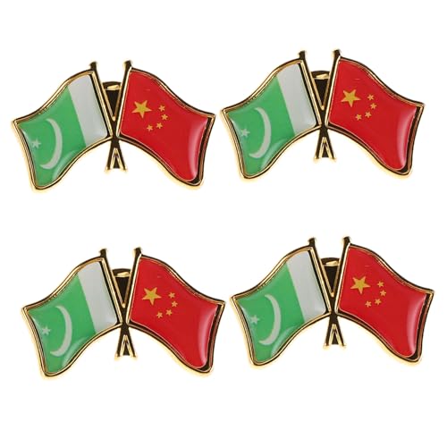 SHERCHPRY 4stücke Nationale Anstecknadeln Mit Flagge Pakistan China Freundschaftsflagge Anstecknadeln Aus Metall Für Kleidung Anzüge Und Accessoires Hut- Mützen-anstecknadel von SHERCHPRY