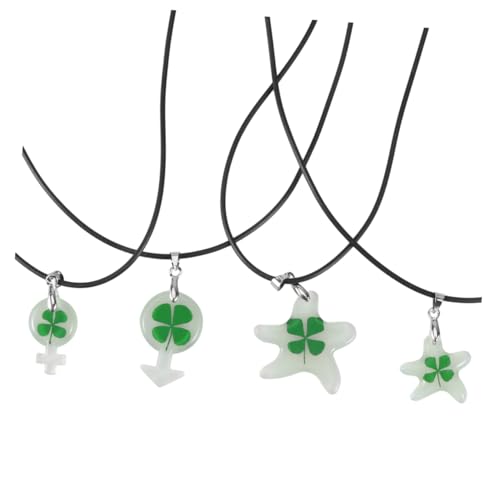 SHERCHPRY 4 Stück Mädchen-Anhänger vierblättrige Halskette Geschenk für Mädchen Patricks-Tag eine Halskette Halsketten Liebhaber-Anhänger Freundin Anhänger leuchtend Probe von SHERCHPRY