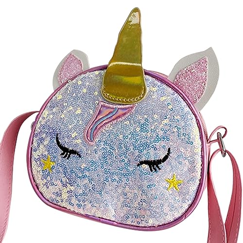 SHERCHPRY 4 Stück Einhorn Umhängetasche Umhängetaschen Für Kinder Einhorn Tasche Mädchen Geldbörsen Für Kinder 6-8 Funkeln Handtasche Für Frauen Pailletten Damen Mädchen Tasche Polyester von SHERCHPRY