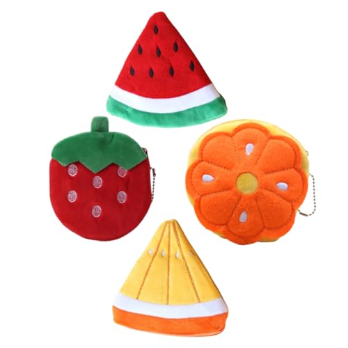 SHERCHPRY 4stücke Süße Kleine Damenbrieftasche Mit Reißverschluss Wechseltasche Aus Plüsch in Fruchtform Kreditkartentasche Für Reisen Fitnessstudio Und Outdoor-aktivitäten von SHERCHPRY