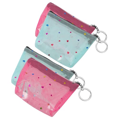 SHERCHPRY 4 Stück Geldbörse klar mini klein für Frauen durchsichtiger Münzbeutel Münze Reißverschluss Brieftasche übersichtliche Brieftasche Damen Clutch Frauen Kupplung PVC Zufällige Farbe von SHERCHPRY