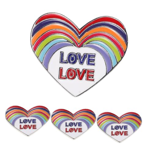 SHERCHPRY 4 Stück Herzförmige Emaille Broschen mit Kreativem Regenbogen Motiv Handgefertigte Anstecknadeln für Kleidung Taschen und Hüte Stylische Pride Month Abzeichen für Lgbt Accessoires von SHERCHPRY