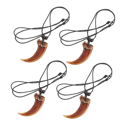 SHERCHPRY 4 Stück Imitation Zahn Anhänger Halskette Verstellbares Schwarzes Wachsbändchen Unisex Vintage Schmuck für Freizeit und Partys von SHERCHPRY